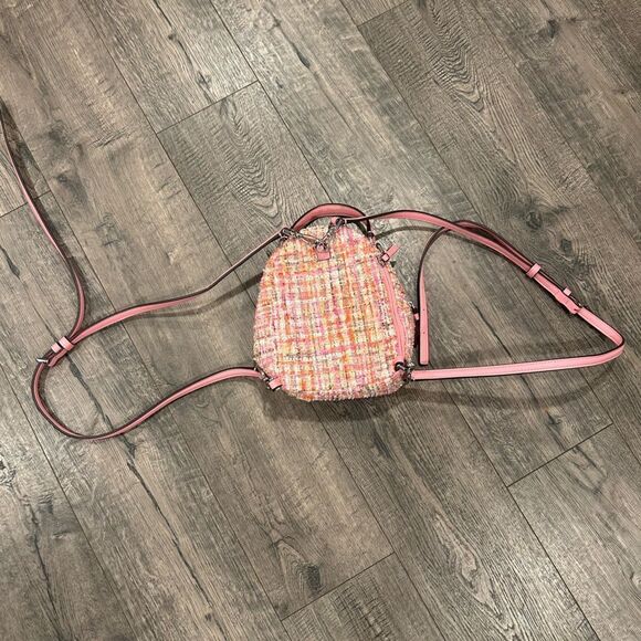 Kate Spade Briar Lane Quilted Tweed Mini Convertible Backpack Pink - Picture 4 of 10